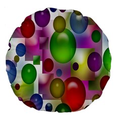 Colorful Bubbles Squares Background Large 18  Premium Flano Round Cushions by Simbadda