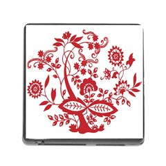 Red Vintage Floral Flowers Decorative Pattern Clipart Memory Card Reader (square) by Simbadda