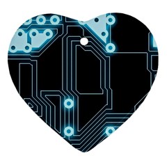 A Completely Seamless Background Design Circuitry Heart Ornament (two Sides) by Amaryn4rt