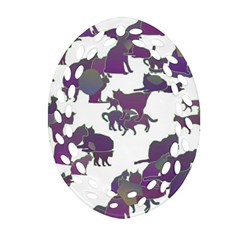 Many Cats Silhouettes Texture Oval Filigree Ornament (two Sides) by Amaryn4rt
