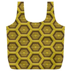 Golden 3d Hexagon Background Full Print Recycle Bags (l)  by Amaryn4rt