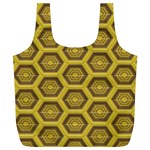 Golden 3d Hexagon Background Full Print Recycle Bags (L)  Back
