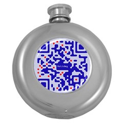 Digital Computer Graphic Qr Code Is Encrypted With The Inscription Round Hip Flask (5 Oz) by Amaryn4rt