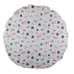 Cute Flamingos And  Leaves Pattern Large 18  Premium Round Cushions by TastefulDesigns
