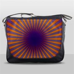 Retro Circle Lines Rays Orange Messenger Bags by Amaryn4rt