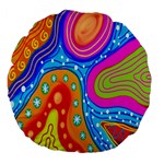 Hand Painted Digital Doodle Abstract Pattern Large 18  Premium Flano Round Cushions Back