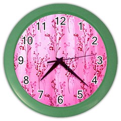Pink Curtains Background Color Wall Clocks by Simbadda