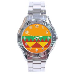 Burger Bread Food Cheese Vegetable Stainless Steel Analogue Watch by Simbadda