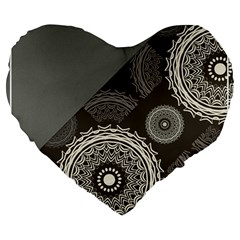 Abstract Mandala Background Pattern Large 19  Premium Flano Heart Shape Cushions by Simbadda