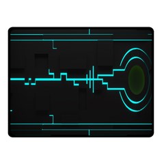 Blue Aqua Digital Art Circuitry Gray Black Artwork Abstract Geometry Fleece Blanket (small) by Simbadda