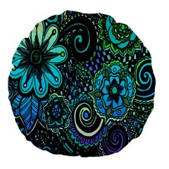 Sun Set Floral Large 18  Premium Flano Round Cushions by Simbadda