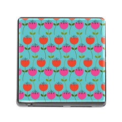 Tulips Floral Background Pattern Memory Card Reader (square) by Simbadda