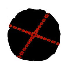 Red Fractal Cross Digital Computer Graphic Standard 15  Premium Round Cushions by Simbadda