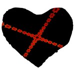 Red Fractal Cross Digital Computer Graphic Large 19  Premium Flano Heart Shape Cushions Front