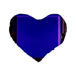Blue Fractal Square Button Standard 16  Premium Flano Heart Shape Cushions Front