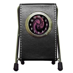 A Pink Purple Swirl Fractal And Flame Style Pen Holder Desk Clocks by Simbadda