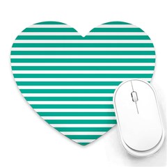 Horizontal Stripes Green Teal Heart Mousepads by Mariart