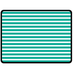 Horizontal Stripes Green Teal Double Sided Fleece Blanket (large)  by Mariart