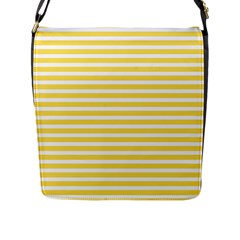 Horizontal Stripes Yellow Flap Messenger Bag (l)  by Mariart