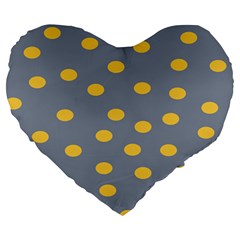 Limpet Polka Dot Yellow Grey Large 19  Premium Heart Shape Cushions by Mariart