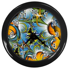 High Detailed Fractal Image Background With Abstract Streak Shape Wall Clocks (black) by Simbadda