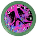 Fractal In Bright Pink And Blue Color Wall Clocks Front