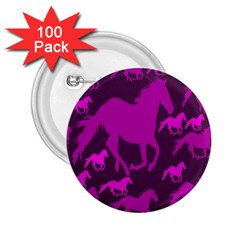 Pink Horses Horse Animals Pattern Colorful Colors 2 25  Buttons (100 Pack)  by Simbadda