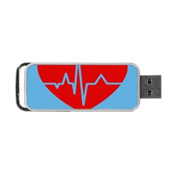Heartbeat Health Heart Sign Red Blue Portable Usb Flash (two Sides) by Mariart