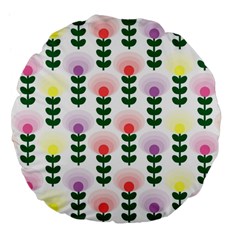 Floral Wallpaer Pattern Bright Bright Colorful Flowers Pattern Wallpaper Background Large 18  Premium Flano Round Cushions by Simbadda