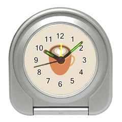 Artin Coffee Chocolate Brown Heart Love Travel Alarm Clocks by Mariart