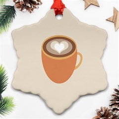 Artin Coffee Chocolate Brown Heart Love Ornament (snowflake) by Mariart