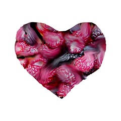 Raspberry Delight Standard 16  Premium Flano Heart Shape Cushions by Nexatart