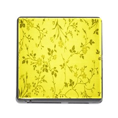 Flowery Yellow Fabric Memory Card Reader (square) by Nexatart