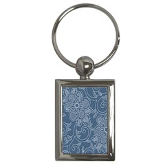 Flower Floral Blue Rose Star Key Chains (rectangle)  by Mariart