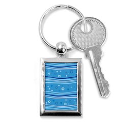 Blue Circle Line Waves Key Chains (rectangle)  by Mariart