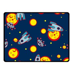 Rocket Ufo Moon Star Space Planet Blue Circle Double Sided Fleece Blanket (small)  by Mariart