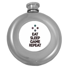 Eat Sleep Game Repeat Round Hip Flask (5 Oz) by Valentinaart
