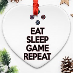 Eat Sleep Game Repeat Heart Ornament (two Sides) by Valentinaart