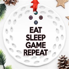 Eat Sleep Game Repeat Round Filigree Ornament (two Sides) by Valentinaart