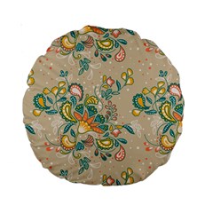 Hand Drawn Batik Floral Pattern Standard 15  Premium Round Cushions by TastefulDesigns