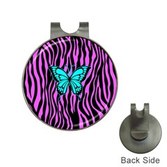 Zebra Stripes Black Pink   Butterfly Turquoise Hat Clips With Golf Markers by EDDArt