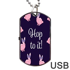 Rabbit Bunny Pink Purple Easter Animals Dog Tag Usb Flash (one Side) by Mariart