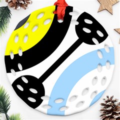 Circle Line Chevron Wave Black Blue Yellow Gray White Ornament (round Filigree) by Mariart