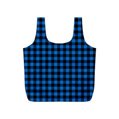 Lumberjack Fabric Pattern Blue Black Full Print Recycle Bags (s)  by EDDArt
