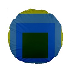 Plaid Green Blue Yellow Standard 15  Premium Round Cushions by Mariart