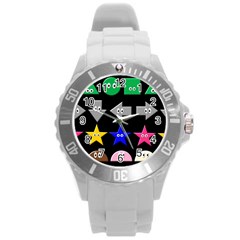 Cute Symbol Round Plastic Sport Watch (l) by Nexatart