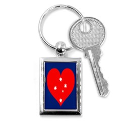 Love Heart Star Circle Polka Moon Red Blue White Key Chains (rectangle)  by Mariart