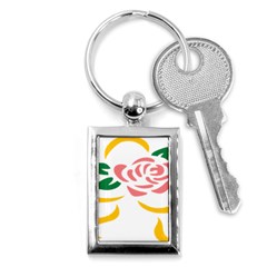 Pink Rose Ribbon Bouquet Green Yellow Flower Floral Key Chains (rectangle)  by Mariart