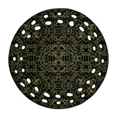 Golden Geo Tribal Pattern Round Filigree Ornament (two Sides) by dflcprints