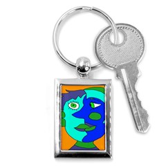 Visual Face Blue Orange Green Mask Key Chains (rectangle)  by Mariart